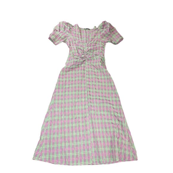 Zara Dresses & Skirts - Zara Plaid Print Dress Womens M Purple Green Fairycore